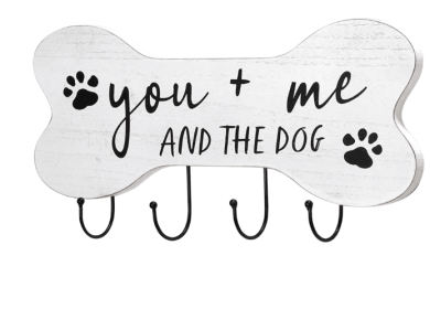 Mainstays Indoor Wooden You Me and the Dog Sign Hook White Farmhouse Style 7.75" x 15.75"