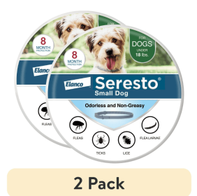 (2 pack) Seresto Vet-Recommended 8-Month Flea & Tick Prevention Collar for Small Dogs under 18 lbs